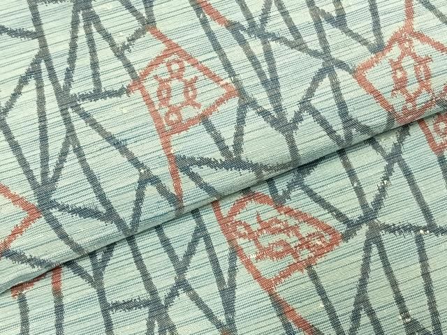 平和屋着物▽上質な紬 単衣 幾何学文様 正絹 逸品 未使用 AABE5697fy