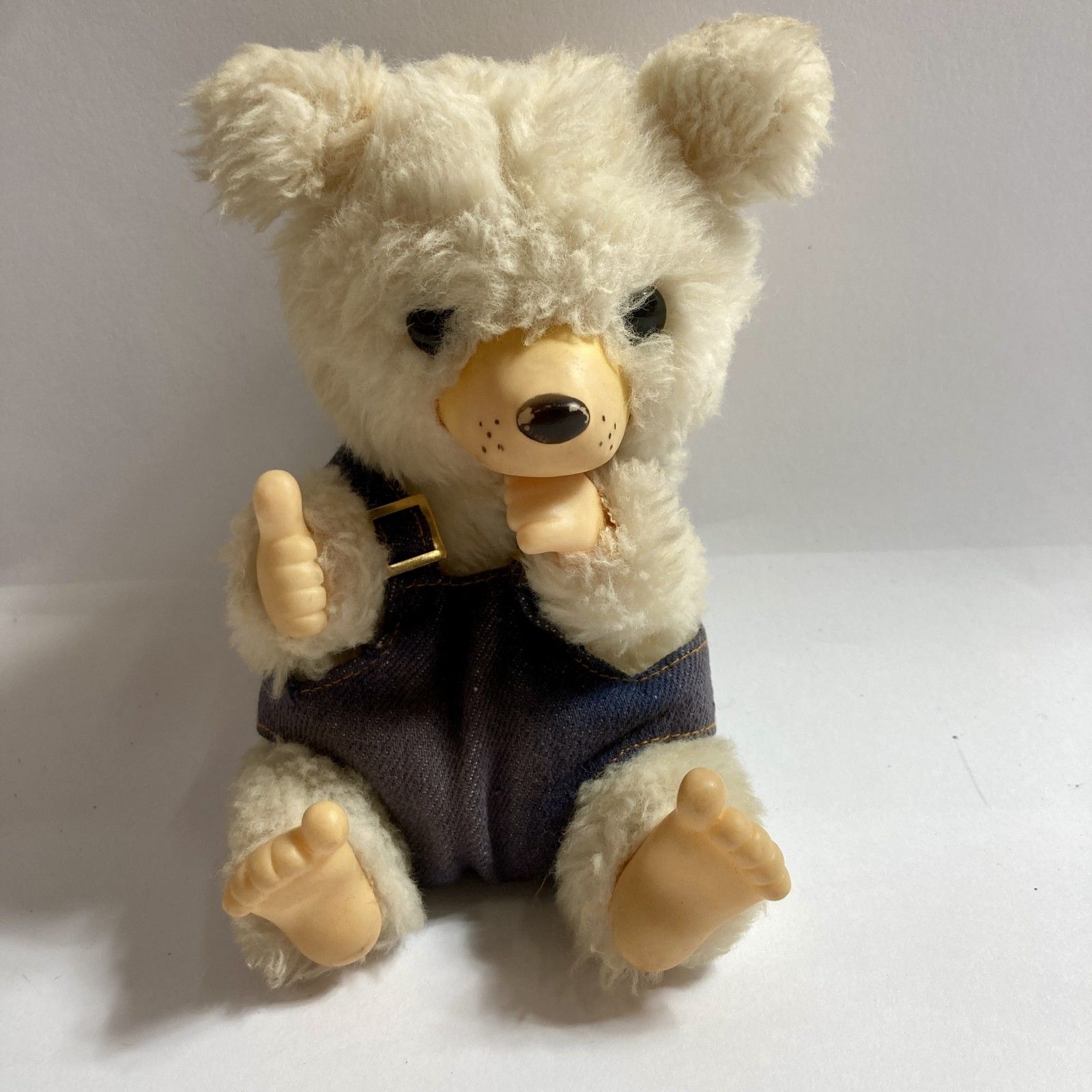 こぐまのコロたん シロクマ ぬいぐるみ 1970年代 昭和レトロ おしゃぶり オーバーオール 0 1 kg