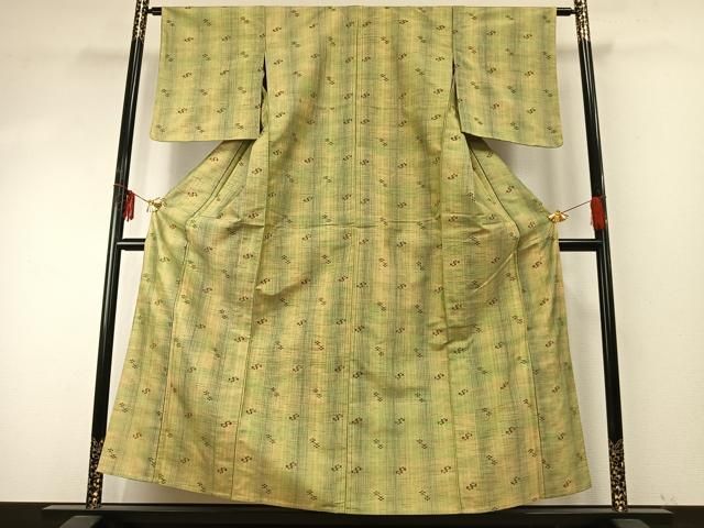 平和屋着物▽上質な紬 単衣 絣柄 正絹 ♥ fy