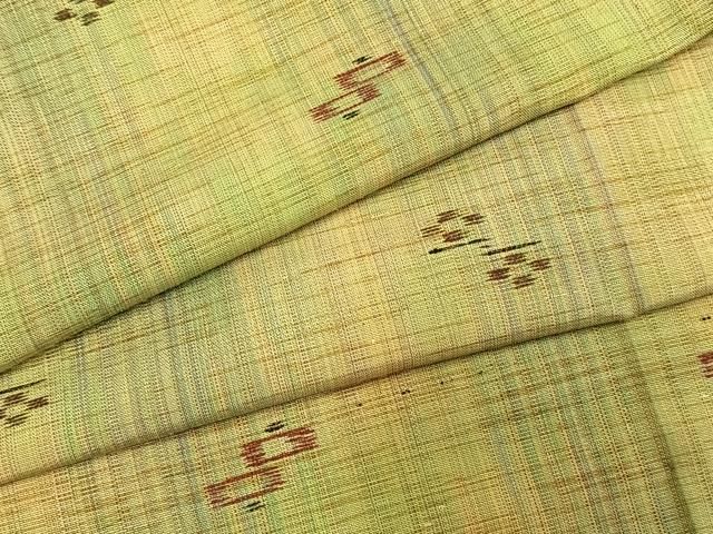 平和屋着物▽上質な紬 単衣 絣柄 正絹 ♥ fy