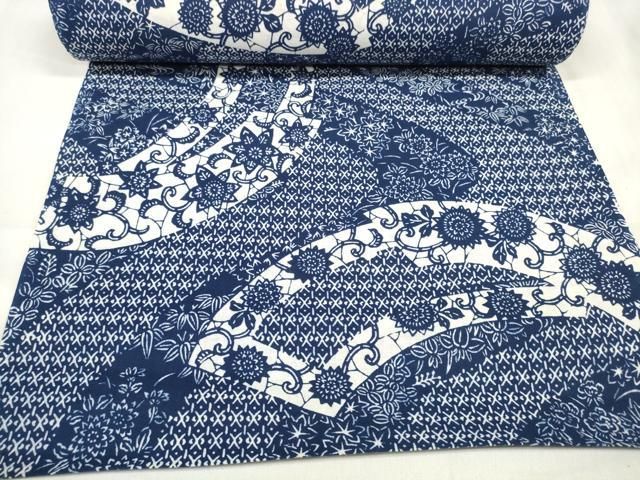 平和屋着物＊夏物 浴衣 反物 着尺 花唐草文 綿 逸品 未使用