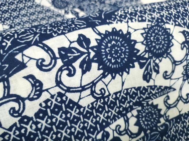 平和屋着物＊夏物 浴衣 反物 着尺 花唐草文 綿 逸品 未使用