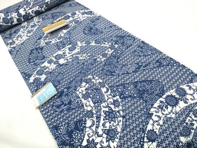 平和屋着物＊夏物 浴衣 反物 着尺 花唐草文 綿 逸品 未使用