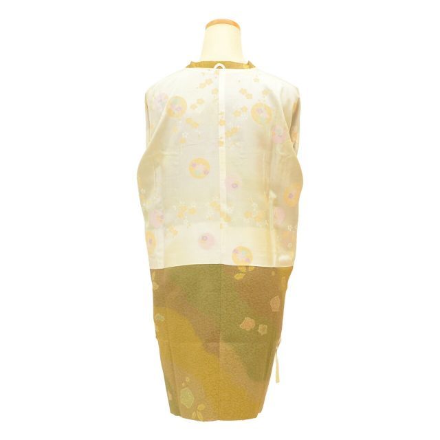 道行コート リサイクル着物 正絹 絹 金彩 身丈88 cm 裄丈66 茶 辻が花柄 ロング丈 SILK シルク リユース uu 2447 b その他 着物 着物 浴衣