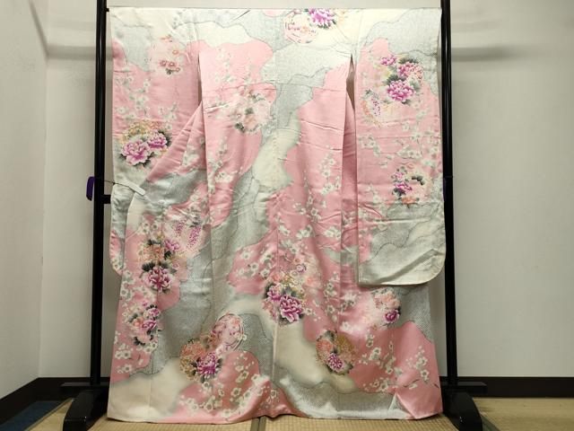 平和屋着物●豪華振袖 駒刺繍 花丸文 金彩 正絹 gh