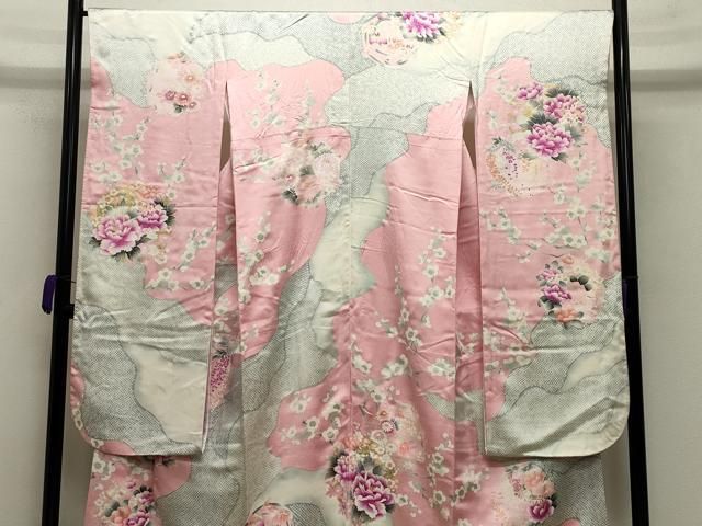 平和屋着物●豪華振袖 駒刺繍 花丸文 金彩 正絹 gh