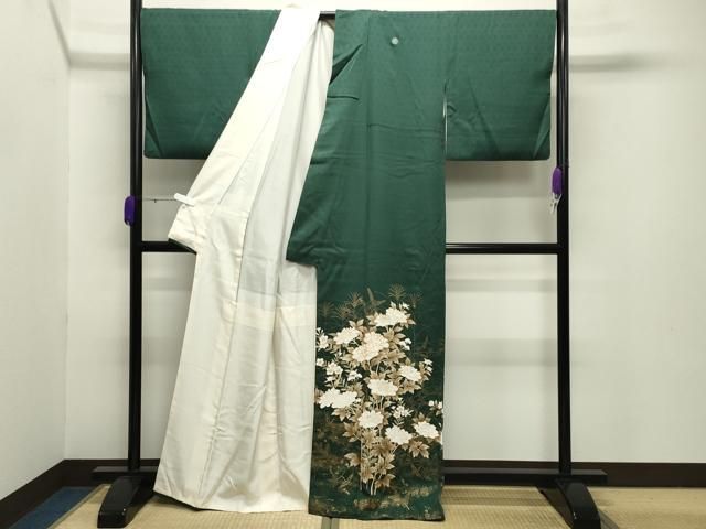 平和屋着物●豪華色留袖 作家物 駒刺繍 飛鶴牡丹花文 金彩 正絹 gh