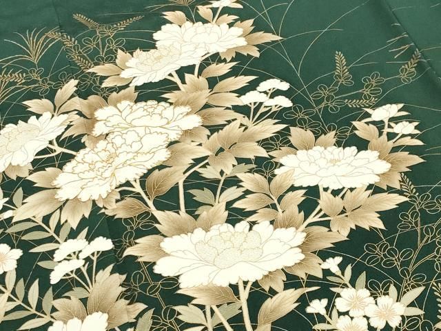  平和屋着物●豪華色留袖 作家物 駒刺繍 飛鶴牡丹花文 金彩 正絹 gh 黒留袖 着物