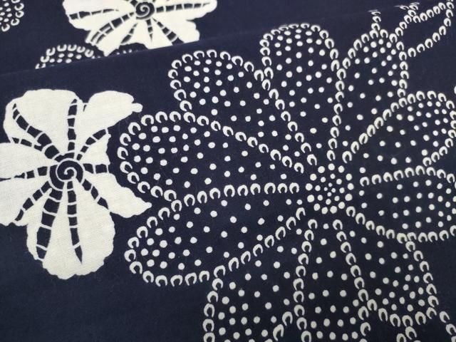  平和屋着物＊夏物 浴衣 反物 着尺 花重ね 紺地 綿 ♥ zzz 浴衣反物 浴衣