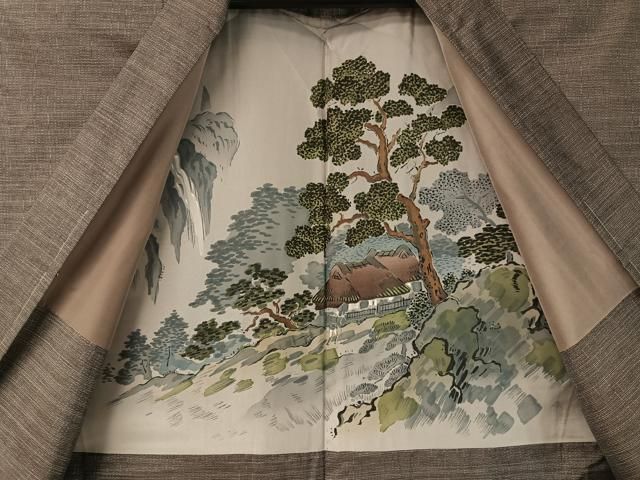 平和屋着物□極上 男性 本場大島紬 アンサンブル キングサイズ 絣文様