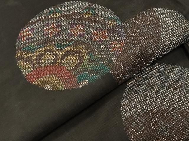  平和屋着物●本場大島紬 9マルキ 毬花文 正絹 gh 紬 着物