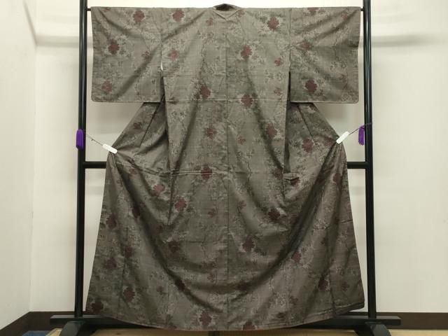 平和屋着物●本場大島紬 7マルキ 枝花文 正絹 ♥ gh