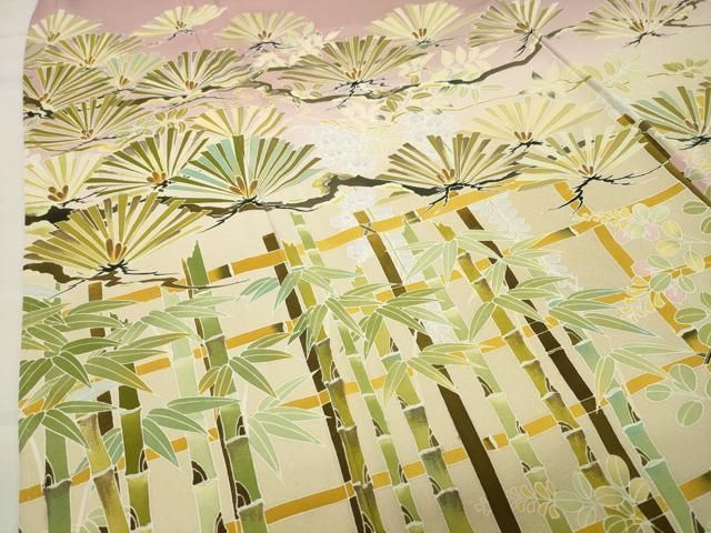  平和屋着物●訪問着 松笹花文 暈し染め 正絹 gh 訪問着 付け下げ 着物