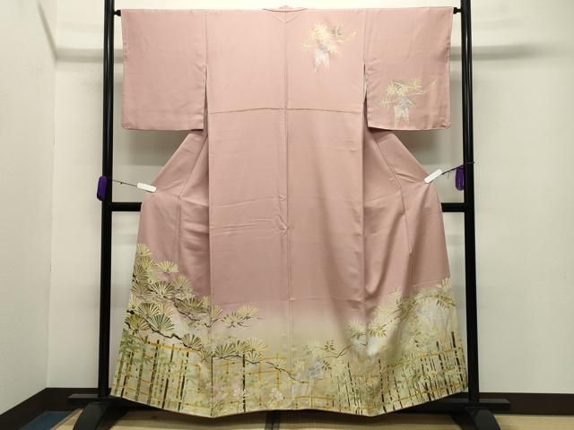 平和屋着物●訪問着 松笹花文 暈し染め 正絹 gh