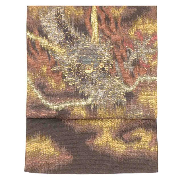 リサイクル袋帯 帯 正絹 金糸 銀糸 すこやかガード加工済 特品 お太鼓柄 龍 セミフォーマル 付下げ 色無地 単衣の着物に合わせる 盛夏を除く 江戸小紋 SILK 着物 リユース uu 2385 b