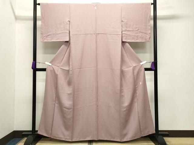 平和屋着物●上質な色無地 紋意匠 作家物 鴇鼠色 正絹 ♥ gh