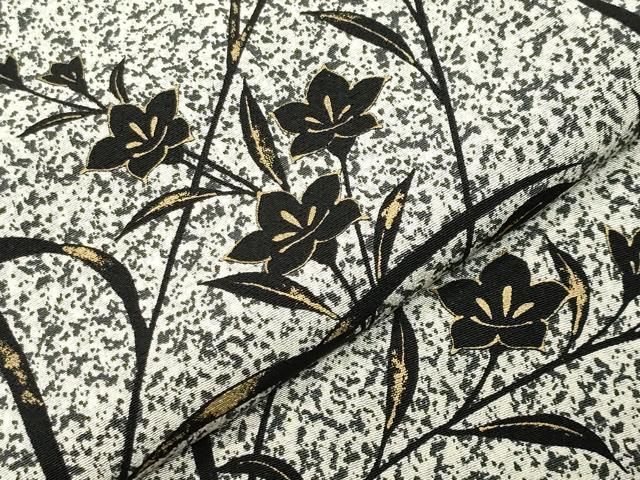 平和屋着物○訪問着 作家物 草花文 たたき染め 黒地 金彩 正絹 逸品