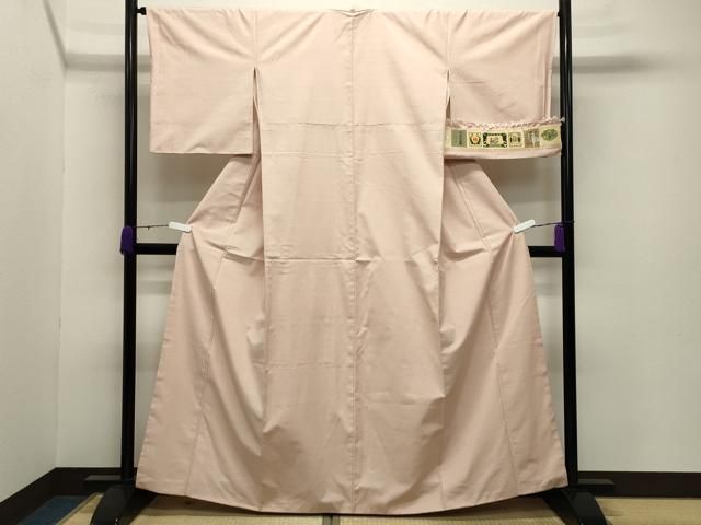 平和屋着物●結城紬 薄桜色 証紙付き 正絹 gh