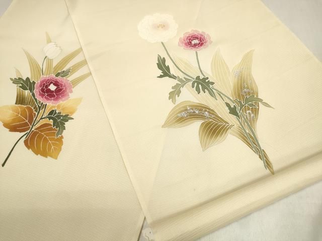  平和屋着物＊夏物 付下げ 反物 着尺 絽 草花文 銀彩 ♥ zzz 訪問着 付け下げ 着物反物