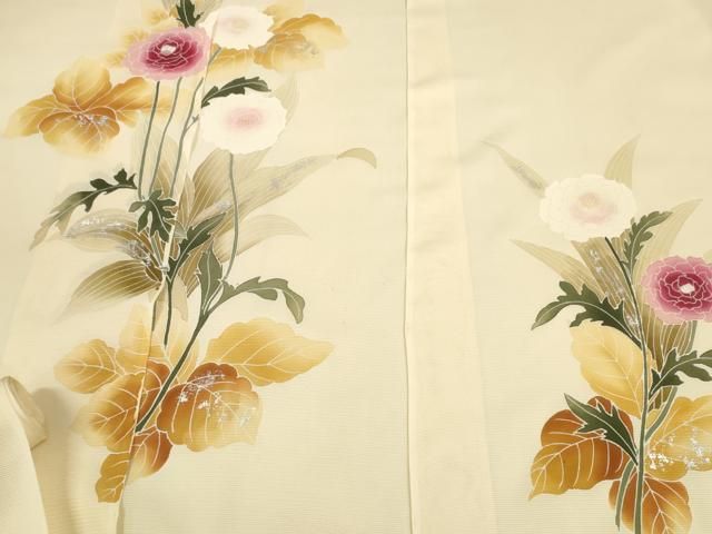 平和屋着物＊夏物 付下げ 反物 着尺 絽 草花文 銀彩 ♥ zzz