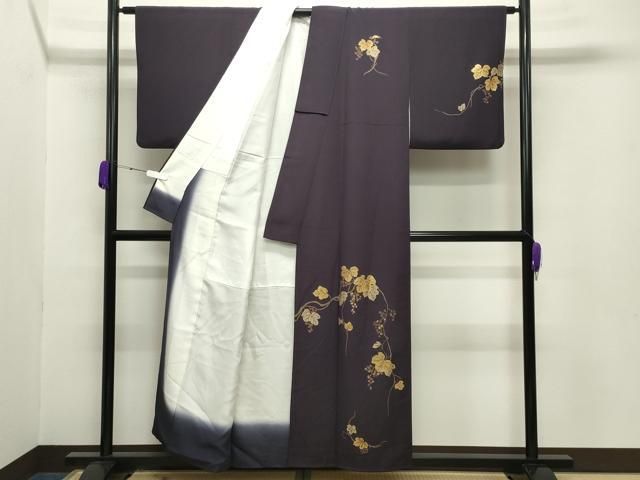 平和屋着物●訪問着 作家物 竹屋町刺繍 葡萄蔦の葉文 金彩 正絹 gh