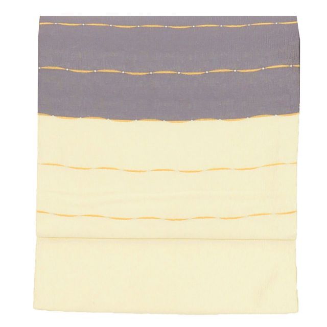 リサイクル名古屋帯 帯 正絹 絹 九寸帯 金糸 白 縞 特品 カジュアル セミフォーマル お太鼓柄 帯芯あり 着物 リサイクル SILK シルク kimono リユース uu 2372 b