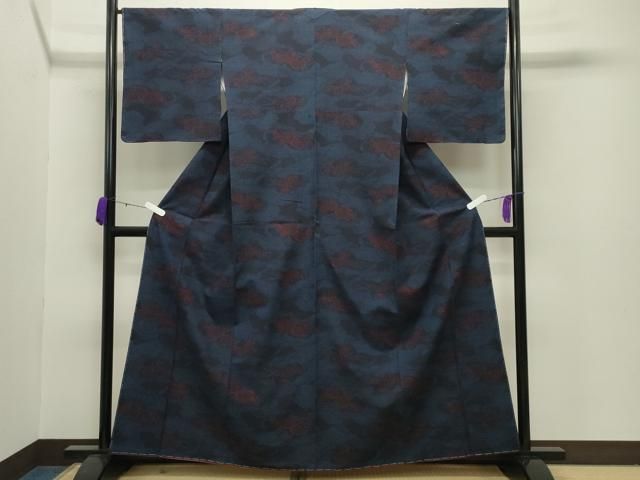 平和屋着物●結城紬 草花文 正絹 ♥ gh