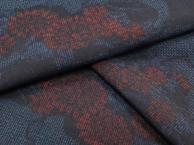 平和屋着物●結城紬 草花文 正絹 ♥ gh