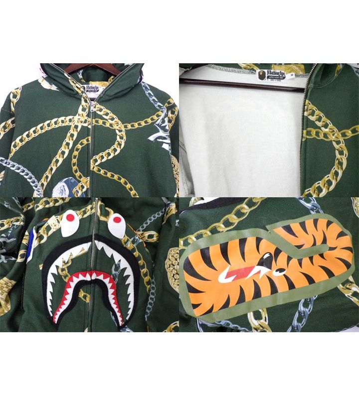 【希少】ア ベイシングエイプ スウェット シャーク パッチワーク　フロントジップ アベイシングエイプ ⭐︎パッチワーク シャークスウェット 希少】ア