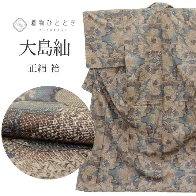 本場奄美大島紬 リサイクル着物 着物 正絹 絹 LLサイズ 高身長 大きめサイズ トールサイズ ちょっとふくよかL 特品 身丈167 cm 裄丈66 袷 仕立て上がり ♥品 泥染め 片ス式 ９マルキ 茶 uu 2369 b