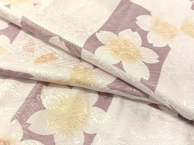 平和屋着物●長襦袢 無双仕立て 市松舞桜 正絹 vp