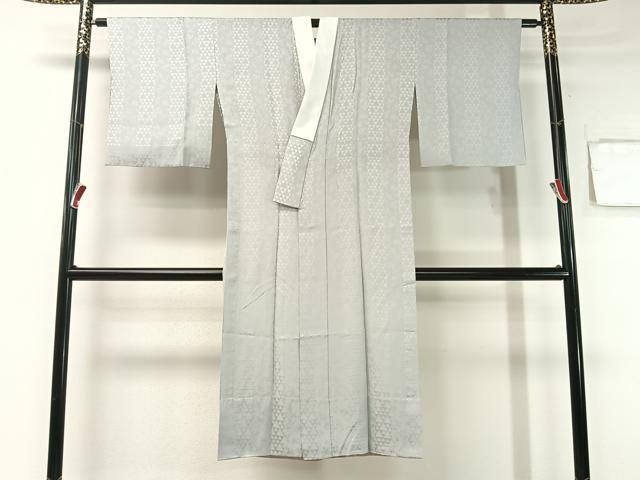 平和屋着物●長襦袢 無双仕立て 南天鱗地紋 白鼠色 正絹 vp