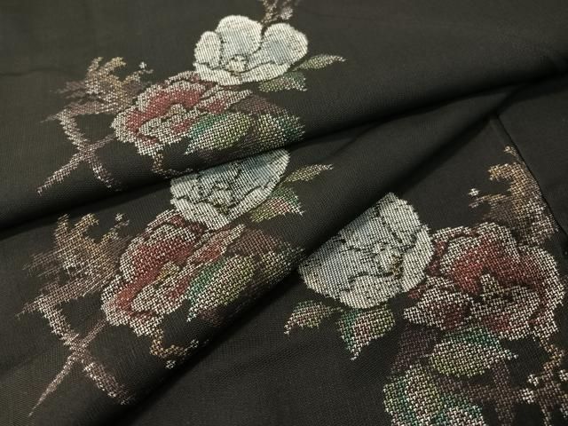 平和屋着物●本場大島紬 9マルキ 地空き 枝花文 正絹 vp