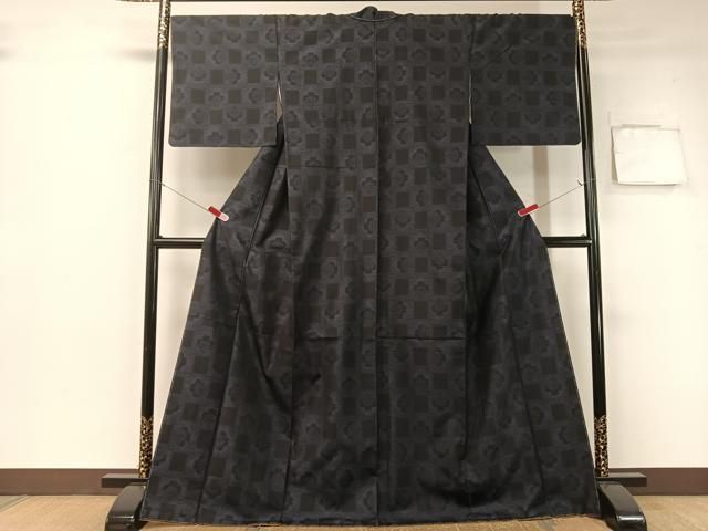 平和屋着物▽本場大島紬　単衣　風景文　さが美扱い　正絹　逸品　未使用　AABB2349fy 平和屋着物○本場大島紬 市松花文 さが美扱い 正絹 逸品 未使用