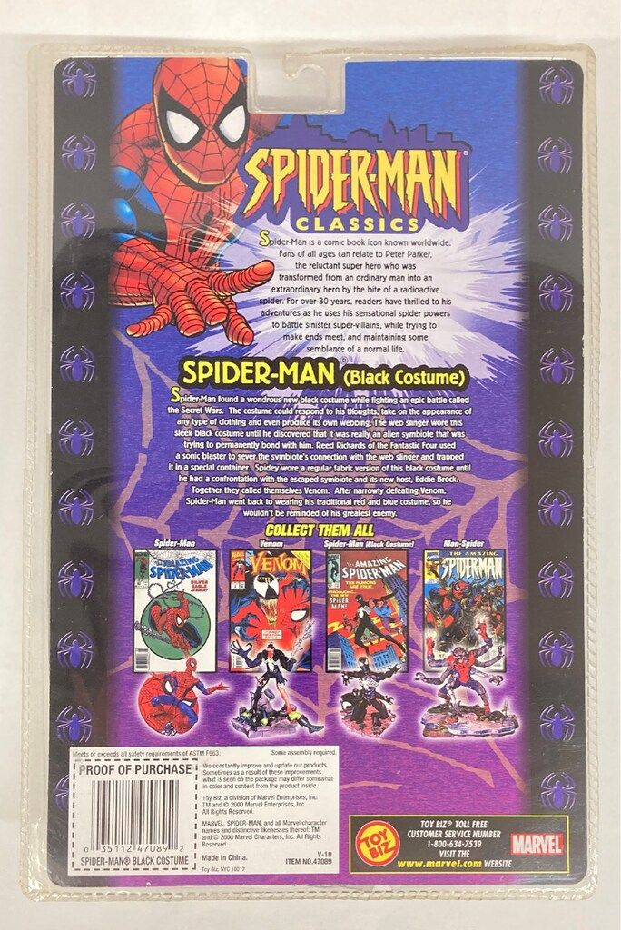 TOYBIZ CLASSICS SPIDER MAN / BLACK COSTUME (コミック同梱) 6インチ