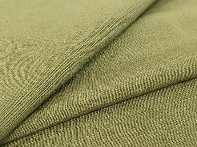 平和屋着物▽上質な紬 単衣 柳染色 正絹 jh