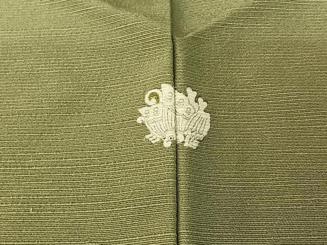  平和屋着物▽上質な紬 単衣 柳染色 正絹 jh 紬 着物