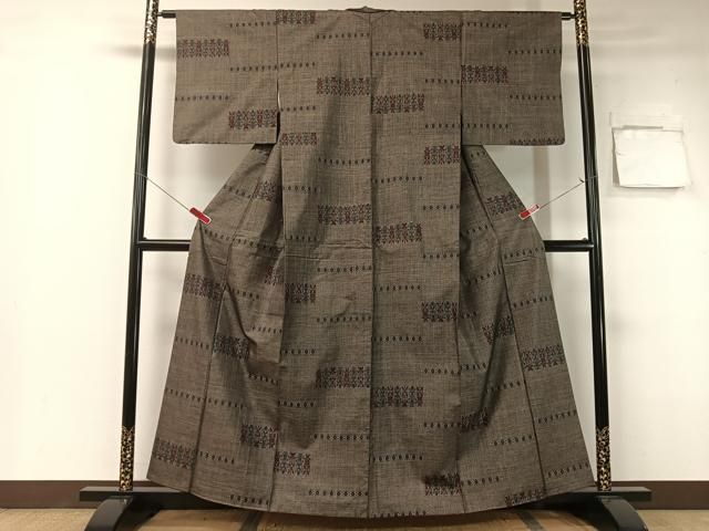 平和屋着物●本場大島紬 9マルキ 横段吉祥文 正絹 vp