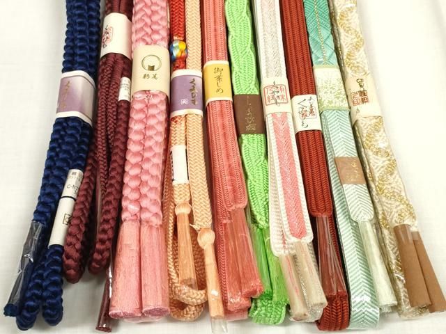  平和屋着物●和装小物 帯締め10本セット 組紐 笹浪組 金糸 ♥ zzz 帯締め 帯留め 帯飾り