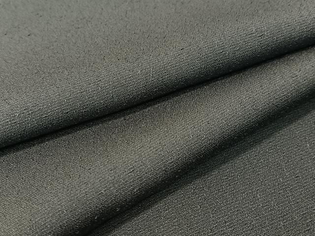 平和屋着物●上質な色無地 藍墨茶色 お召縮緬 正絹 vp