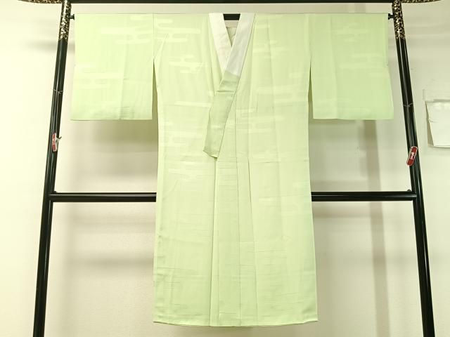 平和屋着物●長襦袢 袷 霊芝草木染 エ霞地紋 若芽色 正絹 vp
