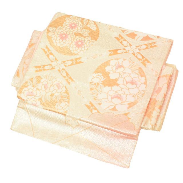 リサイクル 作り帯 簡単帯 つけ帯 ワンタッチ帯 袋帯 正絹 六通柄 金糸 銀糸 菱 花 着物 フォーマル 黒留袖 色留袖 SILK kimono リユース uu 2354 b