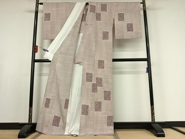 平和屋着物▽訪問着 単衣 草花文 正絹 jh