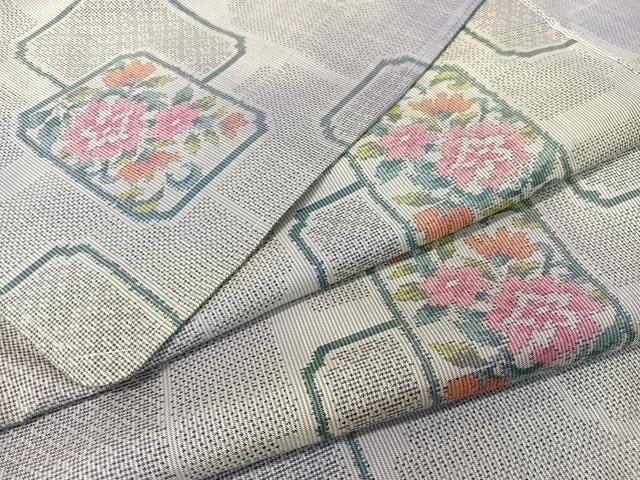 平和屋着物●本場大島紬 7マルキ 総絣 色紙花文 正絹 ♥ vp