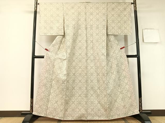 平和屋着物●本場大島紬 白大島 7マルキ 吉祥花文 正絹 ♥ vp