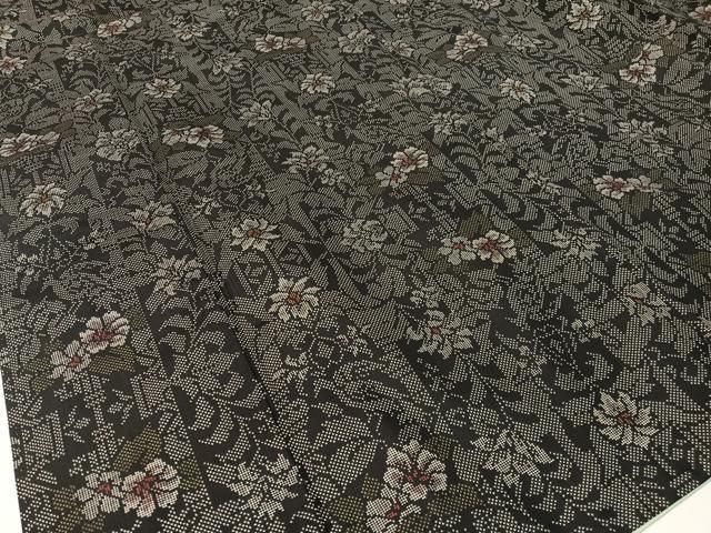  平和屋着物●本場大島紬 7マルキ 草花文 正絹 vp 紬 着物