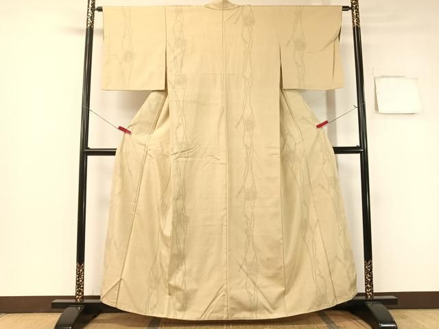 平和屋着物●結城紬 100亀甲 飛び亀甲柄 雪輪紐文 正絹 vp