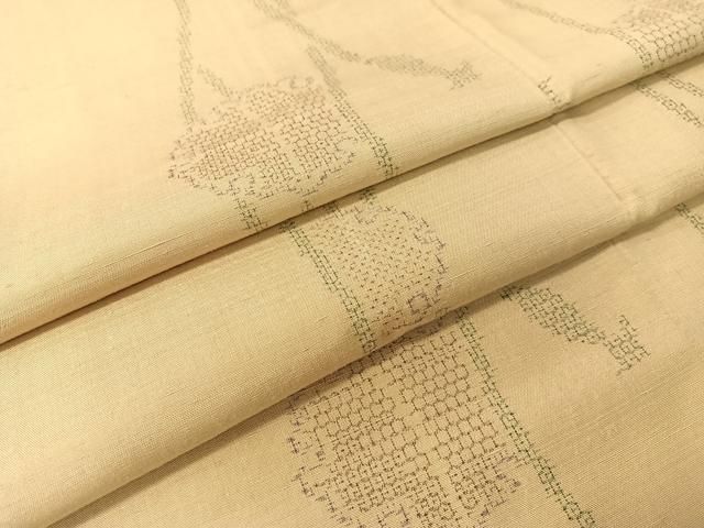 平和屋着物●結城紬 100亀甲 飛び亀甲柄 雪輪紐文 正絹 vp