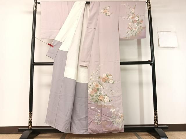 平和屋着物●訪問着 雪輪草花文 暈し染め 金彩 正絹 ♥ vp