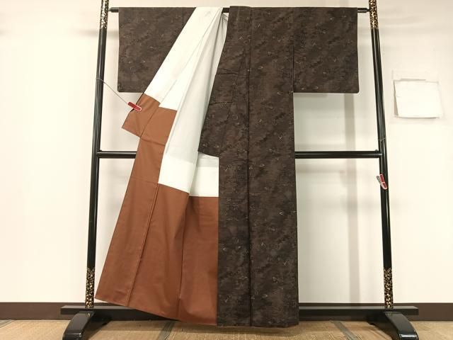  平和屋着物●上質な紬 南天文 正絹 vp 紬 着物